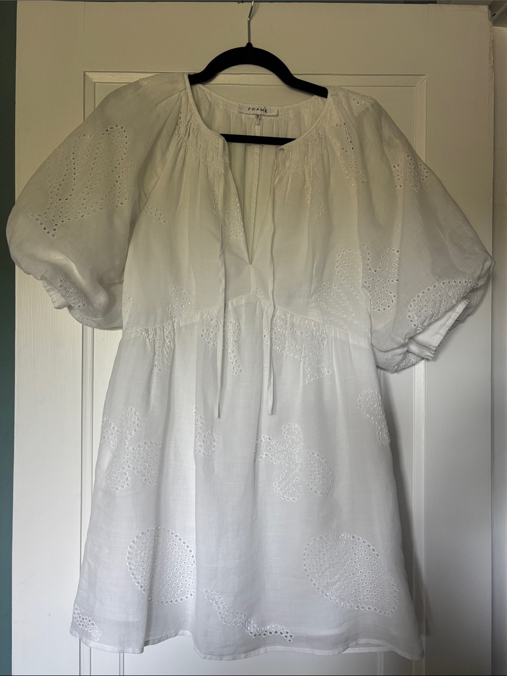 Frame Denim White Eyelet Mini Dress